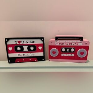 Awesome Retro Mixtape and Boombox Wood Decor- Set of 2- NWT